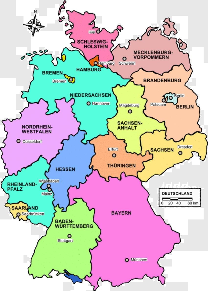地図をドイツの国