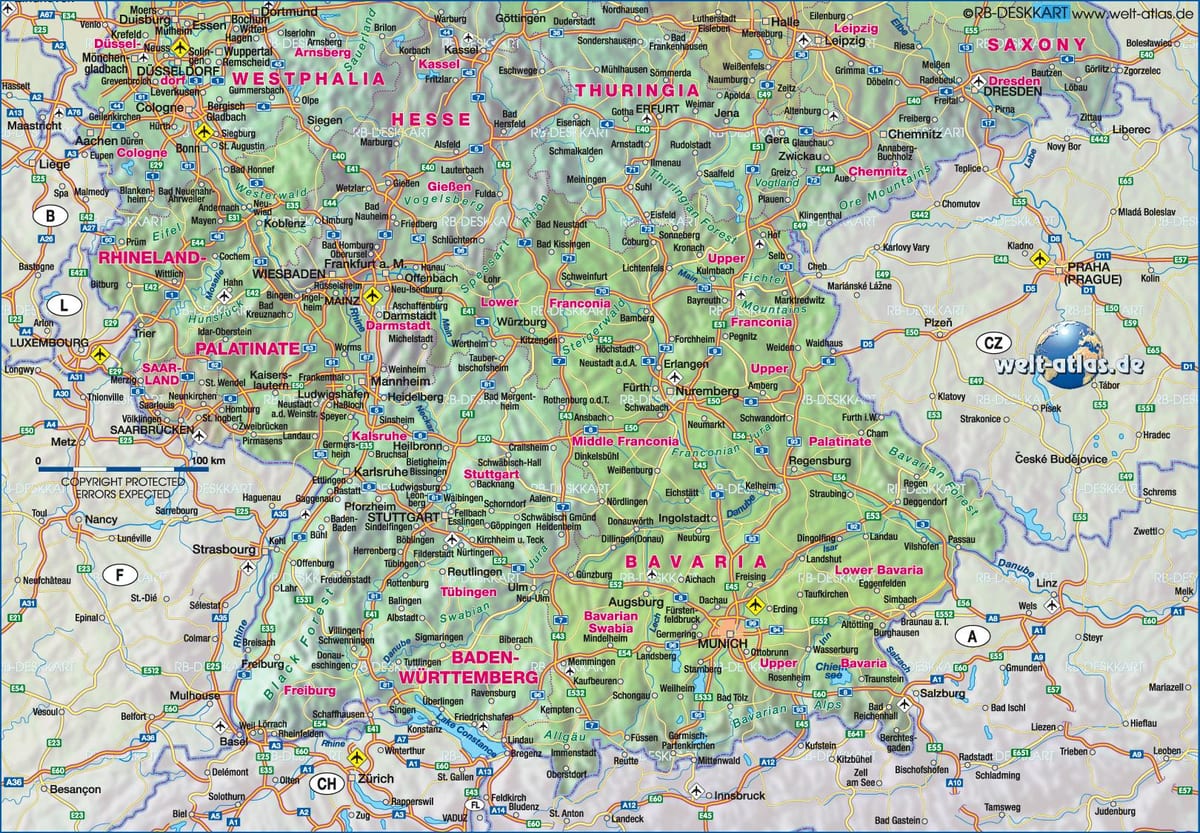 地図のドイツ南部