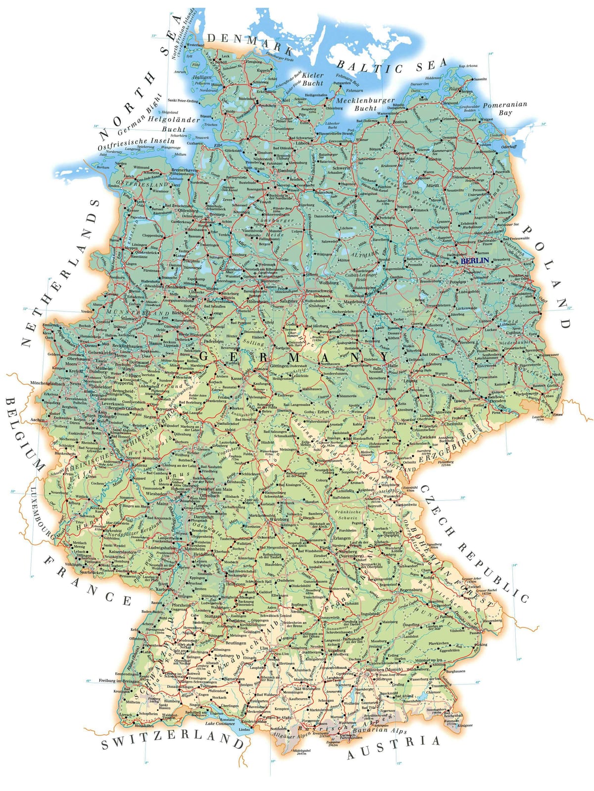 標識したドイツの地図