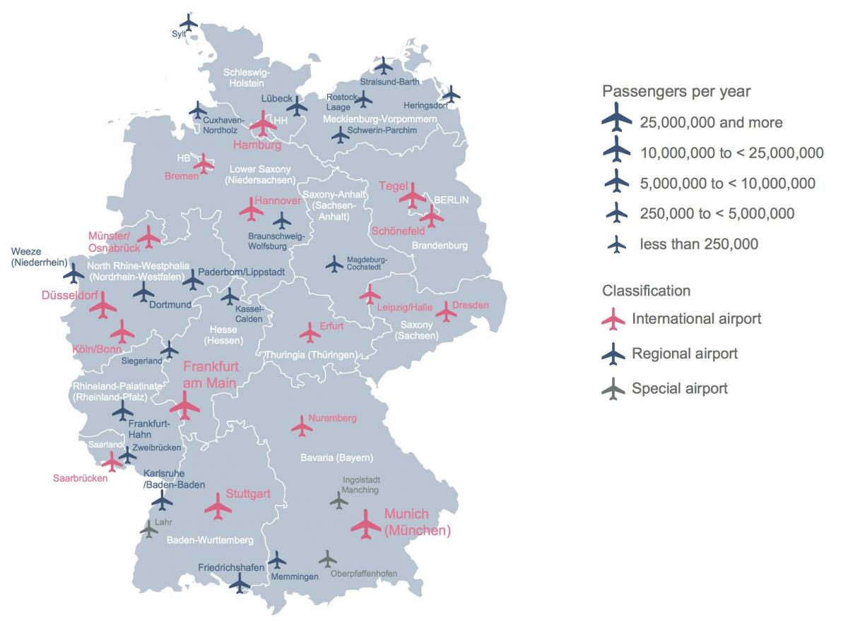 地図をドイツの空港を表示