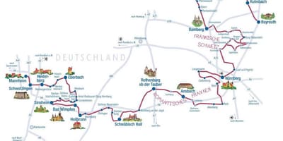 城のルートドイツの地図